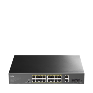 CUDY GS1018PS2 Switch PoE+ Gigabit de 16 puertos con 2 puertos Gigabit de enlace ascendente y 2 ranuras SFP Gigabit